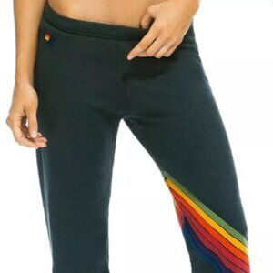 Aviator Nation Women's Chevron sweatpants *Charcoal, blue color. Size M*
